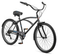 Schwinn Huron Beach Cruiser Bike for Adult 7-Speed Front and Rear Linear Pull Brake 26-Inch Wheels 18-Inch Step-Over Steel Frame Full Front & Rear Fenders Black