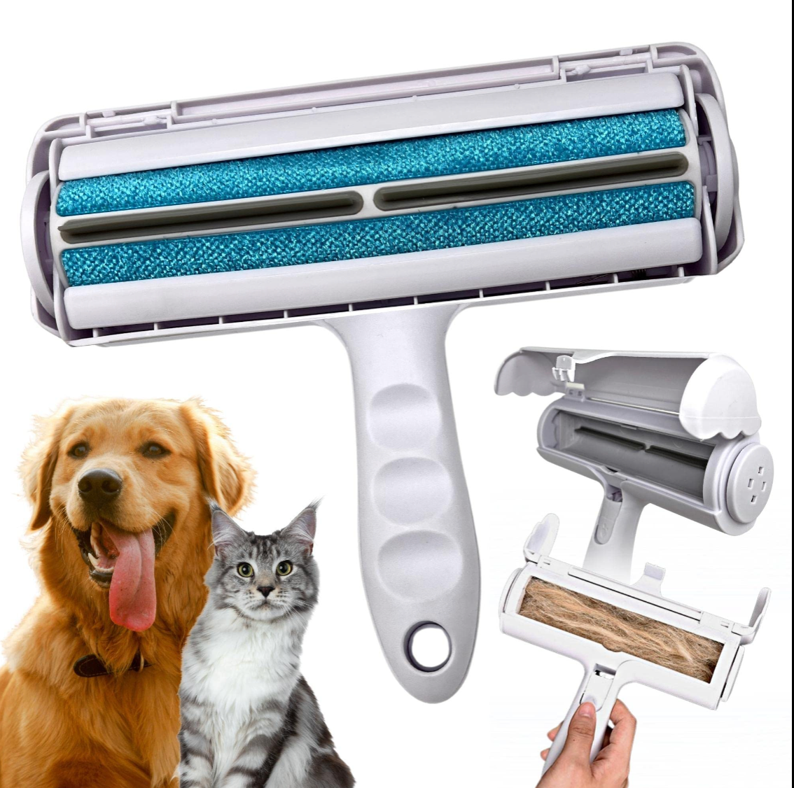 Sol Paws Pet Hair Remover for Dog Cat Animals- Multi-Surface Lint Roller for Pet Hair- Eco-Friendly Reusable Lint Roller- Portable- Cat and Dog Must Have Blue